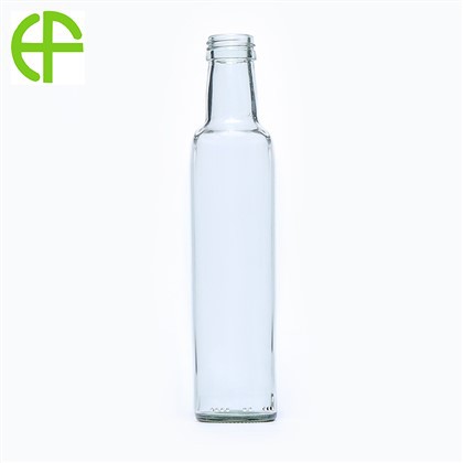 Garrafa de vidro redonda branca de óleo de linhaça de 250 ml