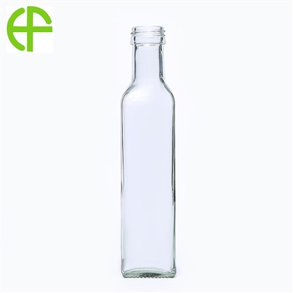 Garrafa de vidro quadrada branca de 250 ml para azeite de oliva